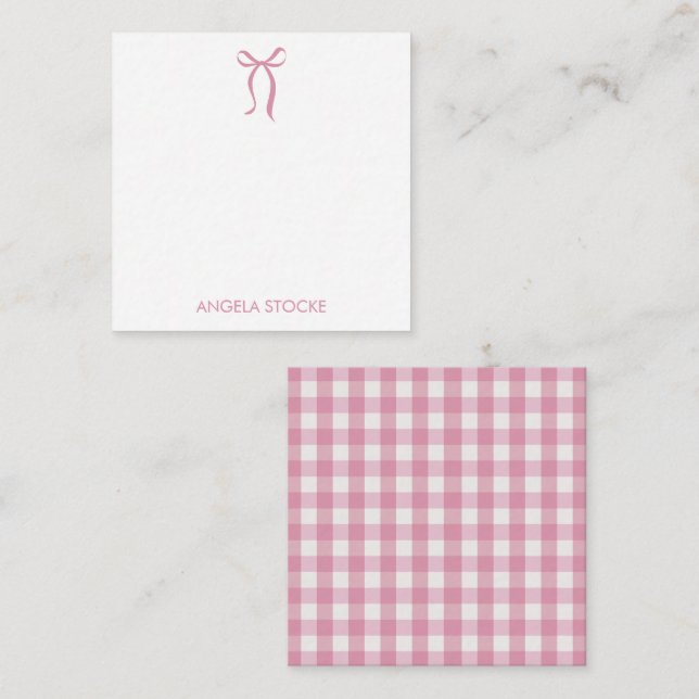 Personalised Name Pink Bow Card (Front/Back)