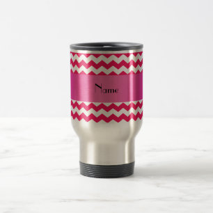 Personalised name pink chevrons travel mug