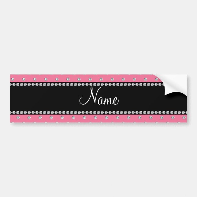 Personalised name pink diamonds bumper sticker (Front)