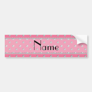 Personalised name pink diamonds bumper sticker