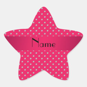 Personalised name pink diamonds star sticker