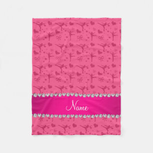 Personalised name pink figure skating fleece blanket