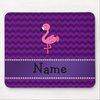 Personalised name pink flamingo purple chevrons mouse pad