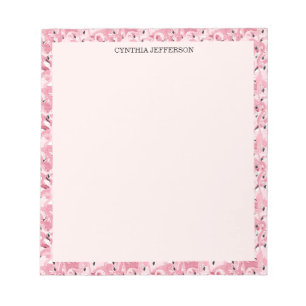 Personalised Name Pink Flamingo Tropical Pattern Notepad