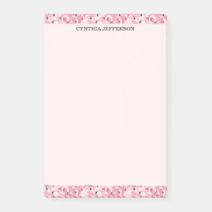 Personalised Name Pink Flamingo Tropical Pattern Post-it Notes