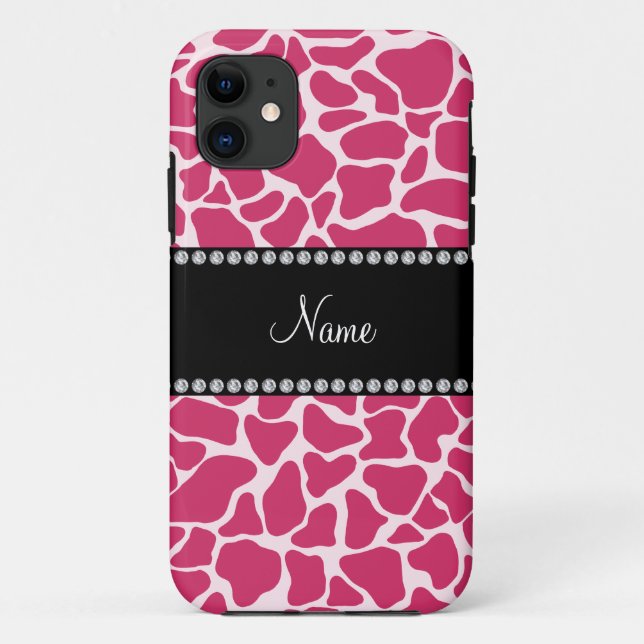 Personalised name pink giraffe pattern Case-Mate iPhone case (Back)