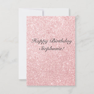 Personalised Name Pink Glitter Birthday Card