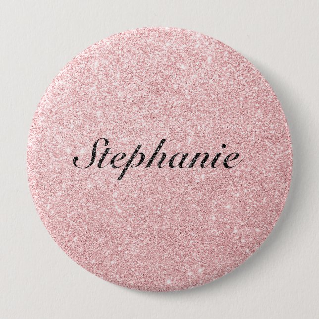 Personalised Name Pink Glitter Sparkle Style 10 Cm Round Badge (Front)