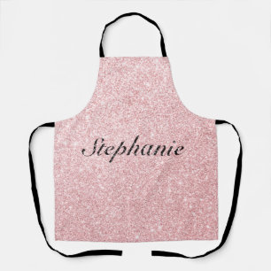 Personalised Name Pink Glitter Sparkle Style Apron