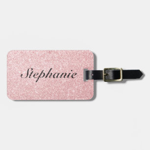 Personalised Name Pink Glitter Sparkle Style Luggage Tag