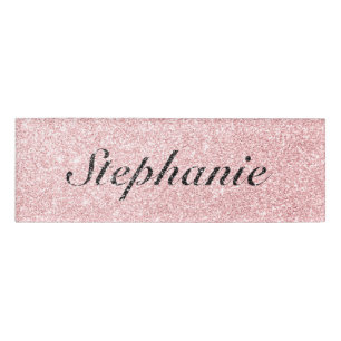 Personalised Name Pink Glitter Sparkle Style Name Tag