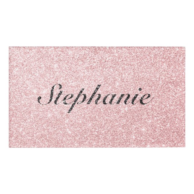 Personalised Name Pink Glitter Sparkle Style Tag (Front)