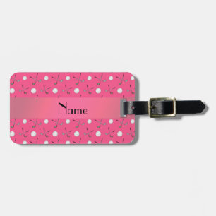 Personalised name pink golf balls luggage tag