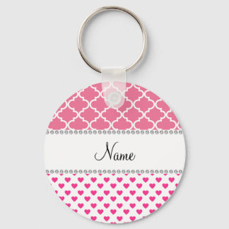 Personalised name pink hearts pink moroccan key ring