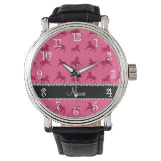 Personalised name pink horse pattern watch