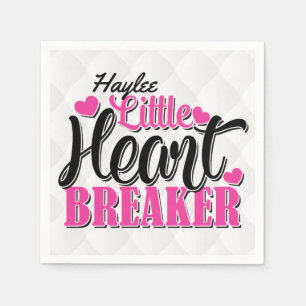 Personalised NAME Pink Little Heart Breaker Napkin