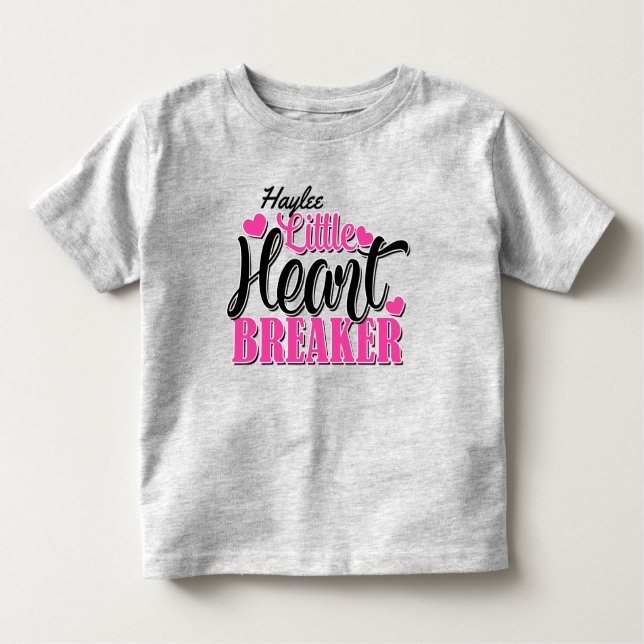Personalised NAME Pink Little Heart Breaker Toddler T-Shirt (Front)