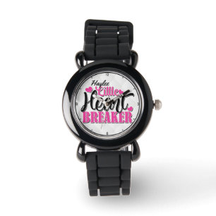 Personalised NAME Pink Little Heart Breaker Watch