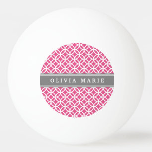 Personalised Name Pink Modern Circles Pattern Ping Pong Ball