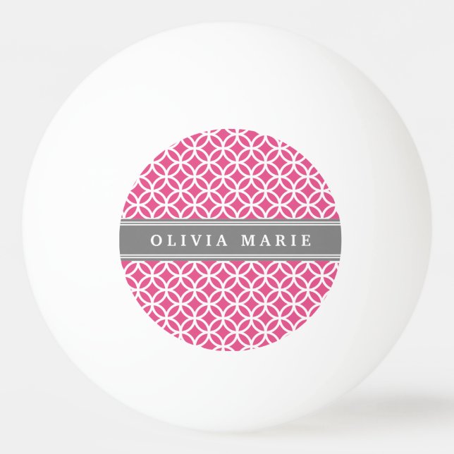Personalised Name Pink Modern Circles Pattern Ping Pong Ball (Front)