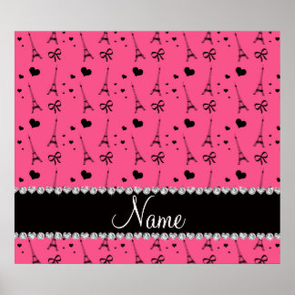 Personalised name pink paris eiffel tower poster
