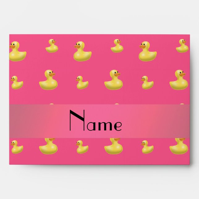 Personalised name pink rubber duck pattern envelopes (Front)