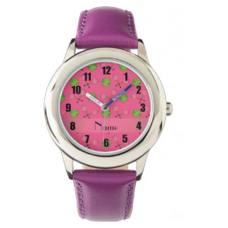 Personalised name pink tennis balls watch