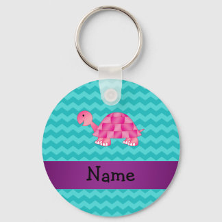 Personalised name pink turtle key ring