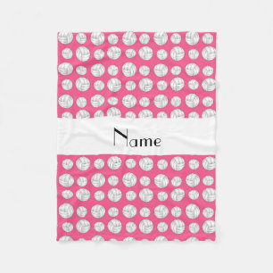 Personalised name pink volleyball balls fleece blanket
