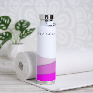 Personalised Name Pink Waves Water Bottle