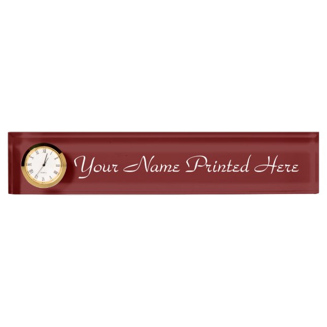 Personalised Name Plate w/Clock (Front)