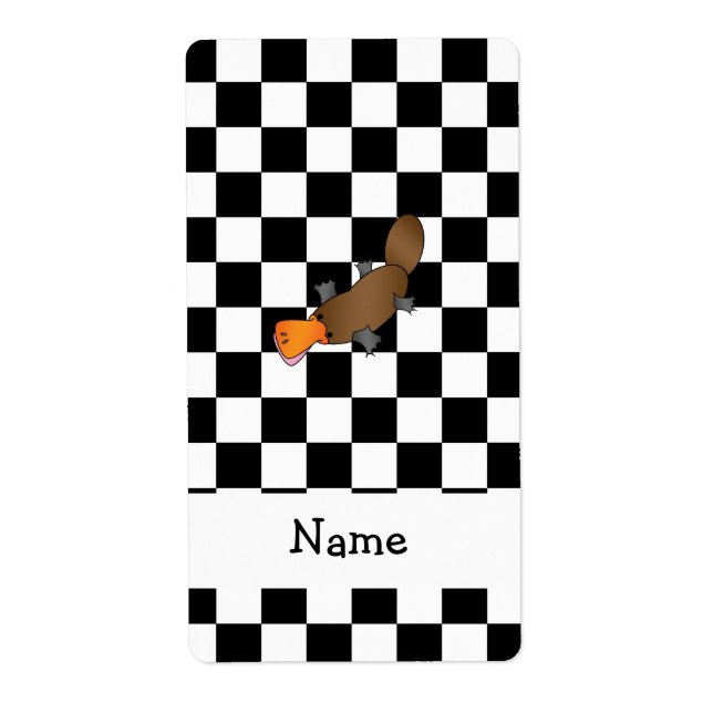 Personalised name platypus black white checkers (Front)