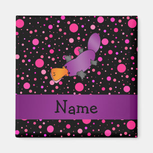 Personalised name platypus pink polka dots magnet