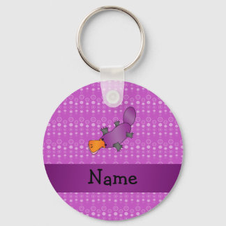 Personalised name platypus purple bubbles key ring