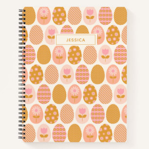 Personalised Name Playful Easter Floral Egg Pastel Notebook