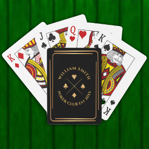 personalised Name Poker Club Game gold Playing Cards
