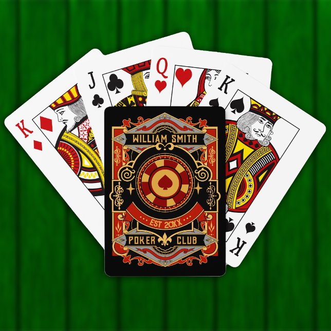 personalised Name Poker Club Game Retro Playing Cards (Creator Uploaded)
