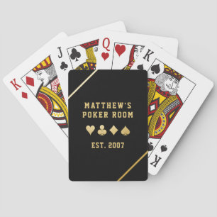 Personalised Name Poker Room Gold Suit Playing Cards