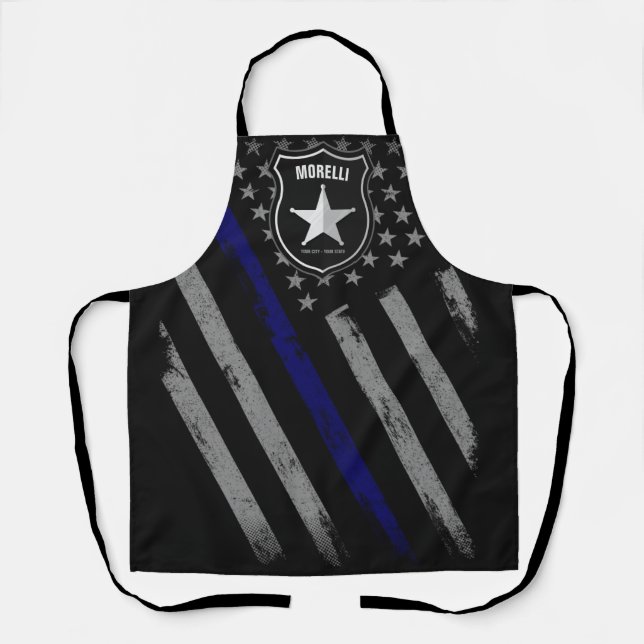 Personalised NAME Police Officer Sheriff Cop Flag Apron (Front)