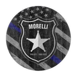 Personalised NAME Police Officer Sheriff Cop Flag Cutting Board