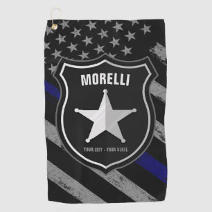 Personalised NAME Police Officer Sheriff Cop Flag Golf Towel
