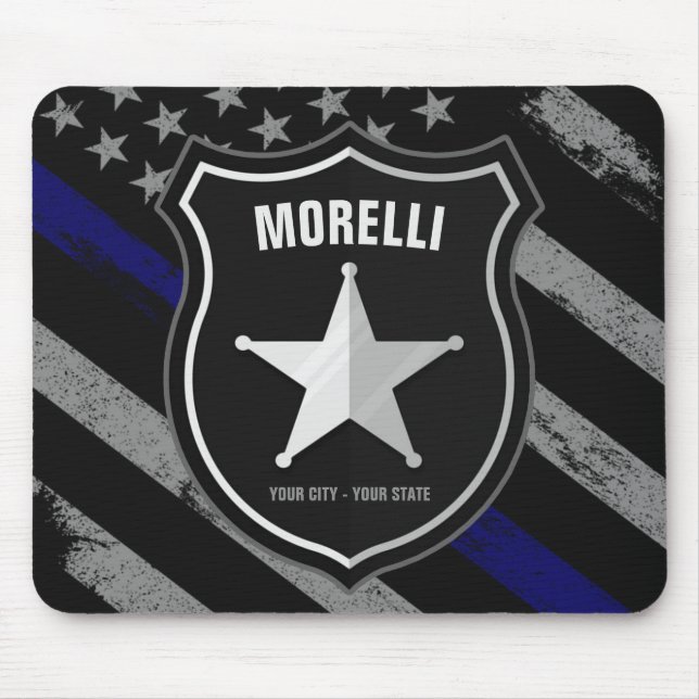 Personalised NAME Police Officer Sheriff Cop Flag Mouse Pad (Front)