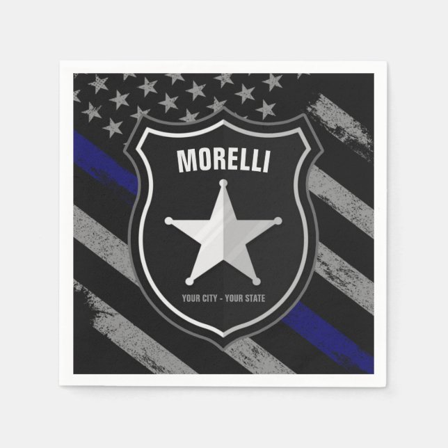 Personalised NAME Police Officer Sheriff Cop Flag Napkin (Front)