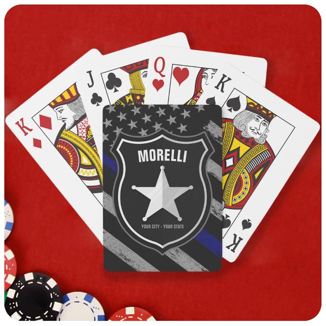 Personalised NAME Police Officer Sheriff Cop Flag Playing Cards (Creator Uploaded)