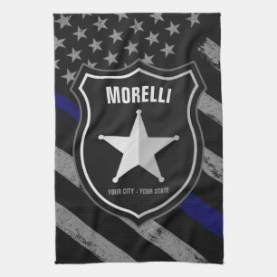 Personalised NAME Police Officer Sheriff Cop Flag Tea Towel