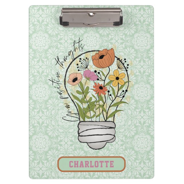 Personalised Name Positive Thoughts Inspirational Clipboard (Front)