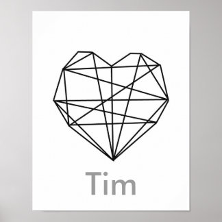 Personalised Name Poster Geometric Heart Shape