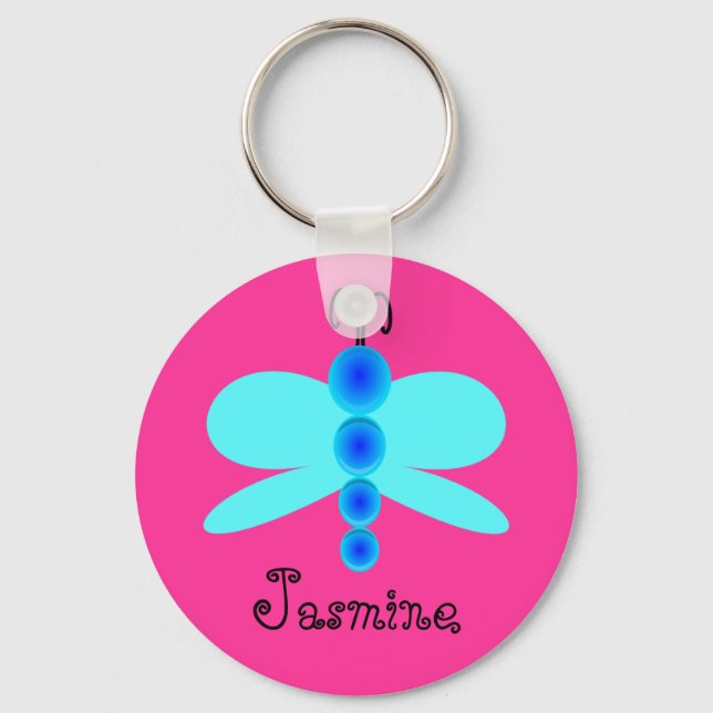 Personalised Name Pretty Blue Butterfly Key Ring (Front)