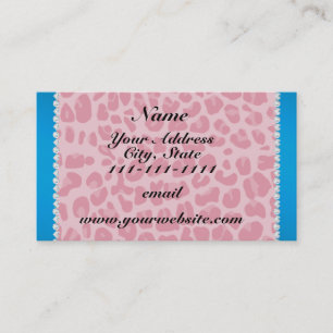 Personalised name pretty pink leopard blue stripe business card
