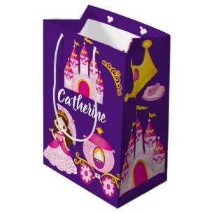 Personalised Name Princess Castle Birthday Party Medium Gift Bag
